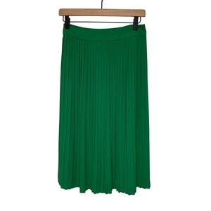 J. Crew Pleated Midi Skirt Emerald Green Size 0 Side Zip